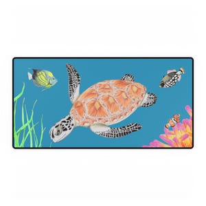 Long Green Sea Turtle Desk Mats, 2 sizes