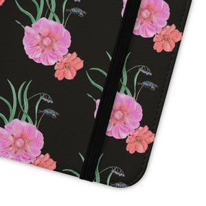 Capas Flip, Floral com Abelha Cuco Neon em Design Preto