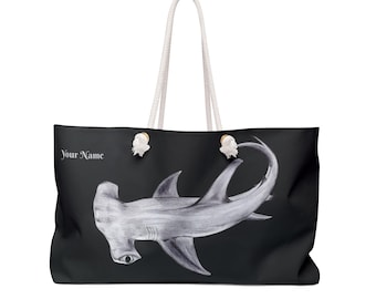 Black Hammerhead Shark Weekender Bag, Personalized
