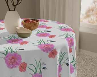 Nappe à motifs floraux roses et blancs