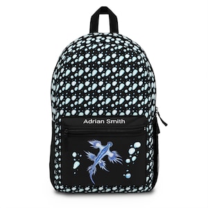 Backpack, Blue Dragon and Bubbles Design, Personalizable