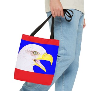 Tote Bag, Bald Eagle Design, Red, White, And Blue