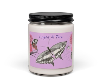 Vela de soja personalizada con aroma a mariposas y arañas góticas en tonos pastel, 255 g (9 oz)