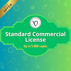 Standaard commerciële licentie: tot 5.000 verkopen | Digitale productlicentie | Gebruik voor fysieke of digitale goederen | door Vivian Creative Studio