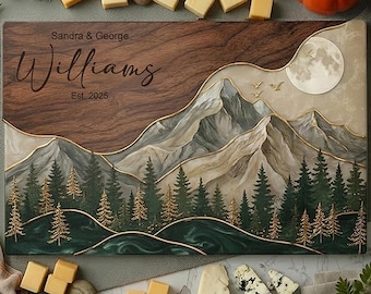 Personalized Glass Charcuterie Board, Cutting Board, Custom Marble Wood Look Cheese Board, Realtor Kitchen Decor Closing Gifts