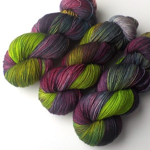 Merino and Silk Hand Dyed Yarn Garden of Eden 600 yards/150 grams image 3