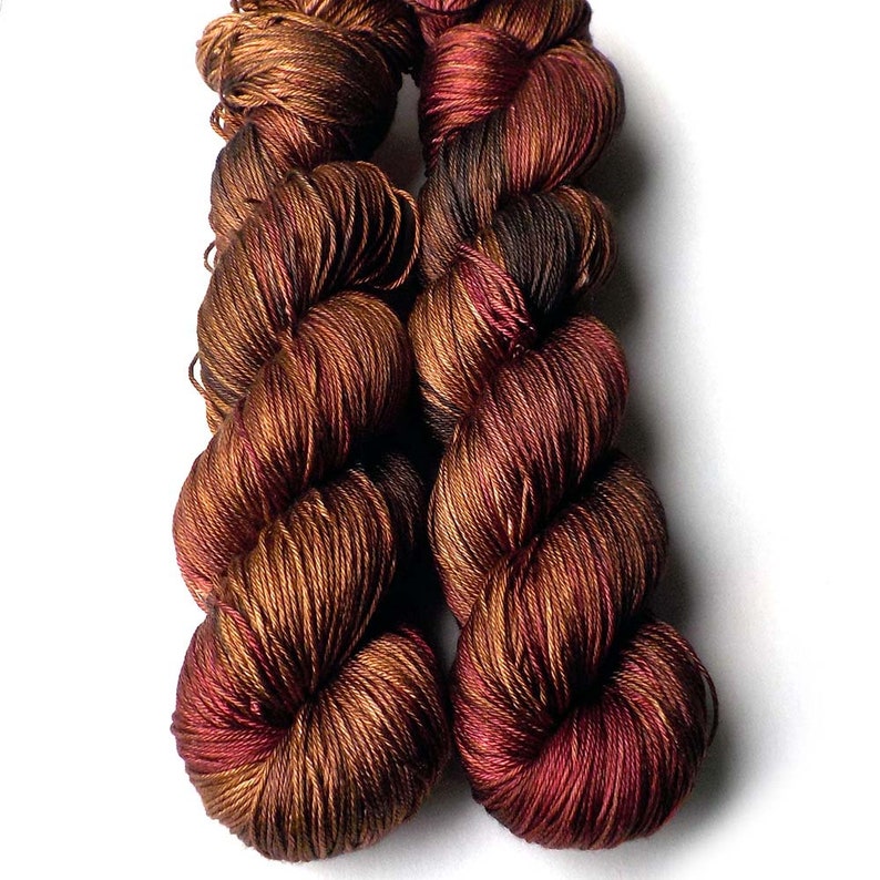 Coffee and Wine Hand Dyed Silk Yarn