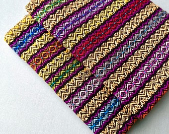 Handwoven Dishtowel Tea Towel Pure Cotton Sunny Stripes - Rainbow with Black