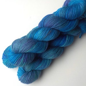 Merino Angora Hand Dyed Sock Yarn, Bright Iris image 3