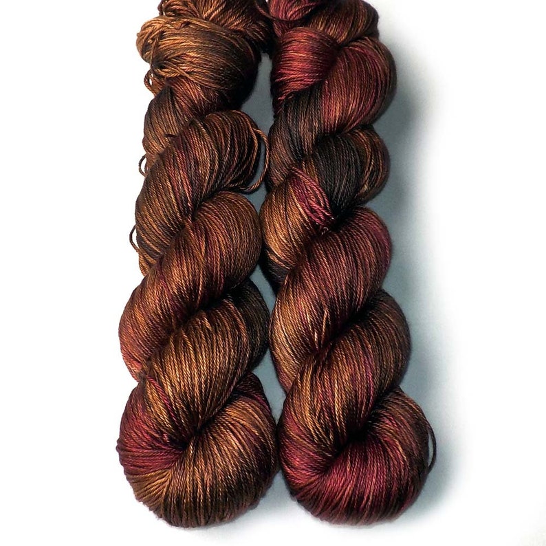 Coffee and Wine Hand Dyed Silk Yarn