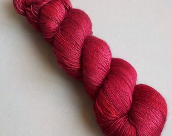 Merino Yak Silk Lace Yarn Hand Dyed, 870 yards, Holly Berry