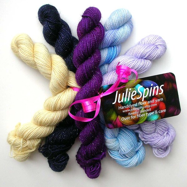 Mini Skein Set Glimmer Sock, 5 x 87 yards, Butterfly Garden