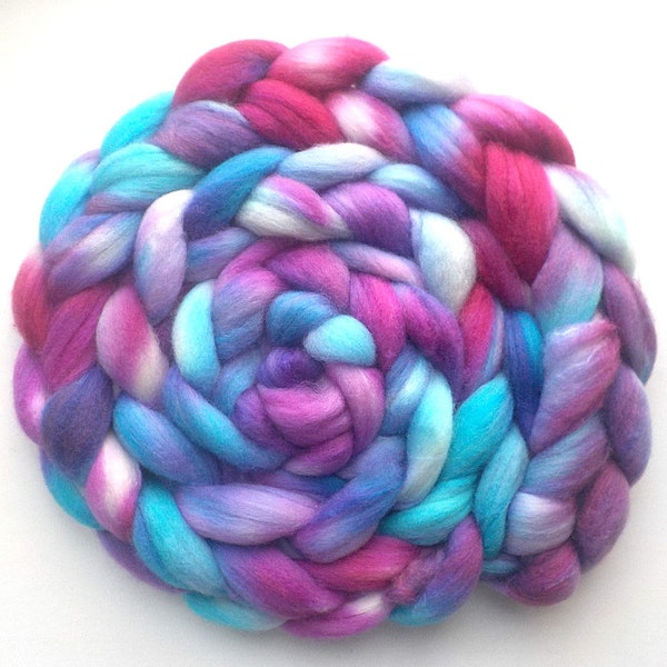 Roving Handdyed Polwarth and Silk 85/15 Combed Top - Phylox, 5.6 oz.