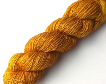 Hand Dyed Yarn Alpaca Silk Cashmere Yarn Sock Fingering, Drop of Gold