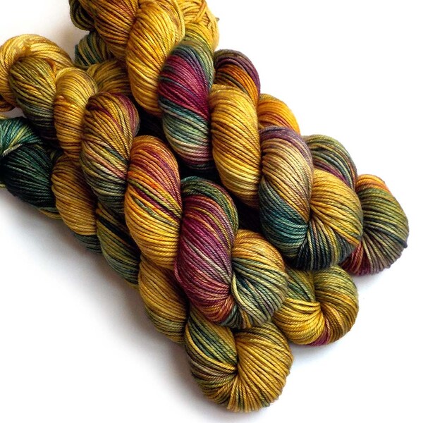Worsted Handdyed Merino Cashmere Nylon Yarn - Indian Corn, 200 yards
