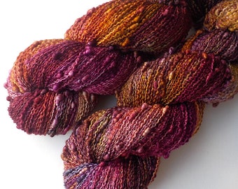 Slub Yarn Hand Dyed Sock Yarn Fingering - Autumn in Wine Country