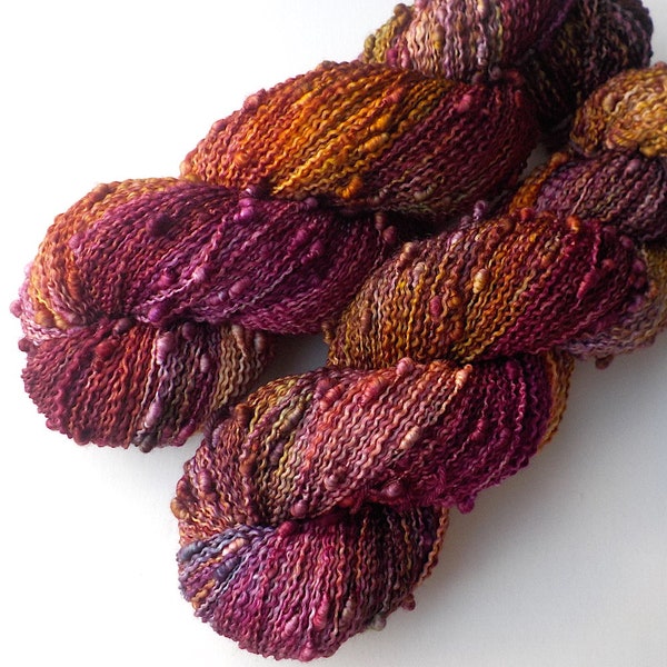 Slub Yarn Hand Dyed Sock Yarn Fingering - Autumn in Wine Country