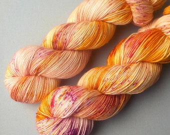 Hand Dyed Sock Yarn Superwash Merino Nylon Knitting Yarn - Fruit Salad Speckle 400 yards