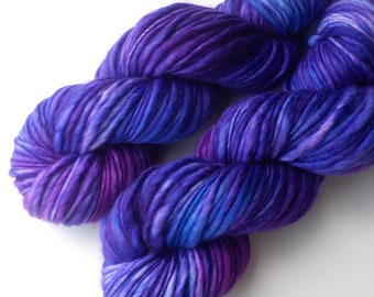 Thick and Thin DK Yarn Hand Dyed, Ultraviolet, 240 yards