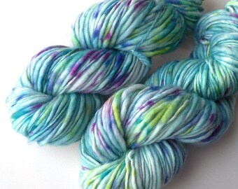 Thick and Thin DK Yarn Hand Dyed, Splish Splash Spring, 240 yards