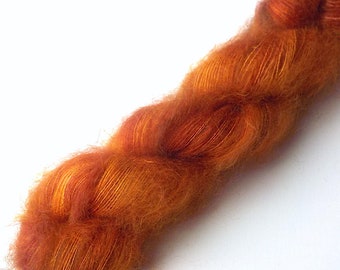 Hand Dyed Kid Mohair and Silk Lace Yarn, Silky Kid 455 yards, Roasted Apricot