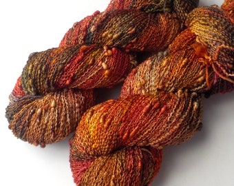 Slub Yarn Hand Dyed Sock Yarn Fingering - Blazing Maples