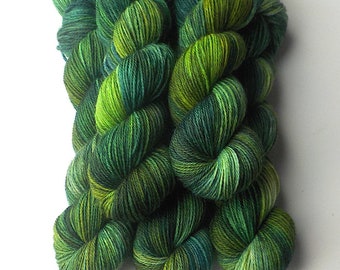 Merino Angora Hand Dyed Sock Yarn, Fresh Kale