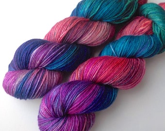 Hand Dyed Yarn Silk Merino 50/50 Silky Fingering Yarn - Fluttering Silks 435 yards