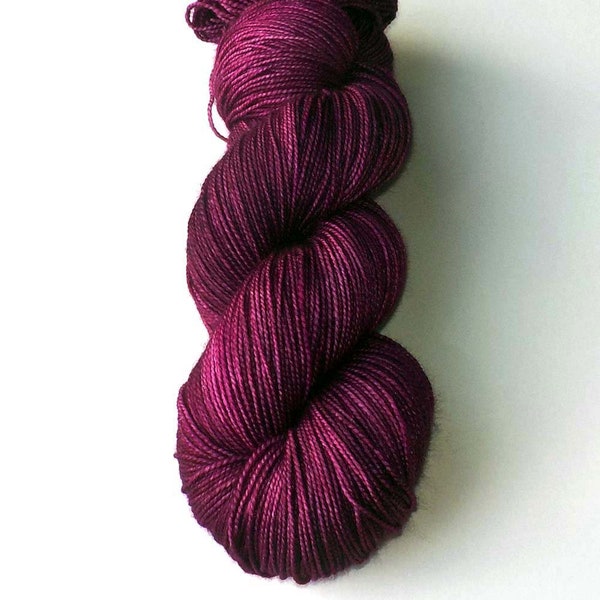 Hand Dyed Merino and Silk Yarn - Morello Cherry, 600 yards/150 grams