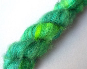 Hand Dyed Kid Mohair and Silk Lace Yarn, Silky Kid 455 yards, Good Golly Greens