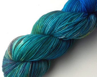 Speckled Sock Yarn Handdyed Merino Cashmere Nylon - Dragonfly, 430 yards