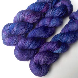 Merino Yak Silk Lace Yarn Hand Dyed, 870 yards, Iris Heather