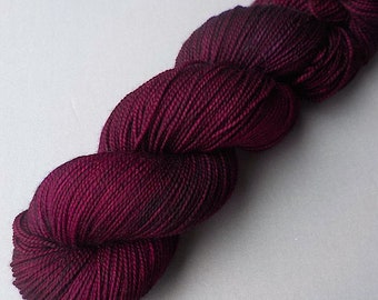 Hand Dyed Sock Yarn Superwash Merino Nylon Knitting Yarn - Merlot 400 yards