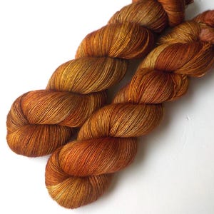 Merino Yak Silk Lace Yarn Hand Dyed, 870 yards, Tawny Leather