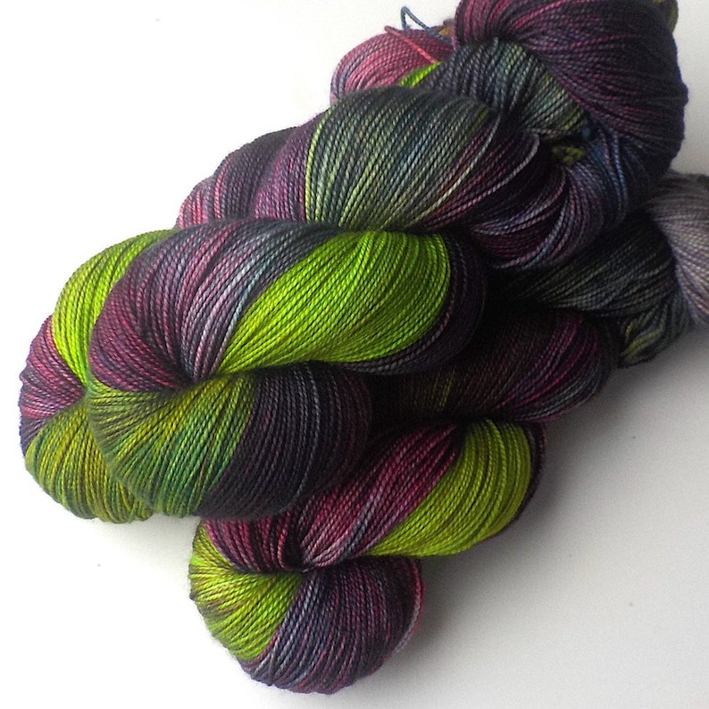 Merino and Silk Hand Dyed Yarn Garden of Eden 600 yards/150 grams image 2