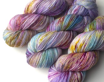 Speckled Sock Yarn Handdyed Merino Cashmere Nylon - Spring at Last, 430 yards