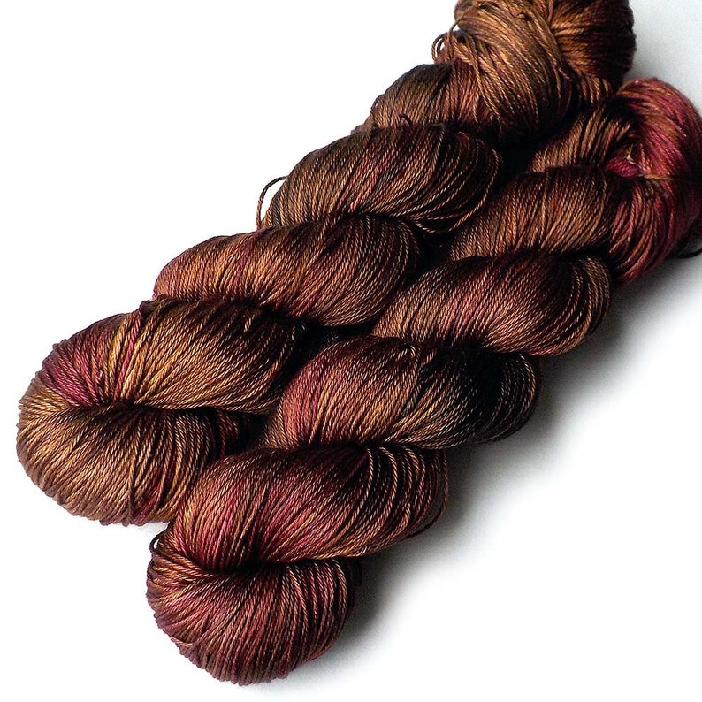 Coffee and Wine Hand Dyed Silk Yarn
