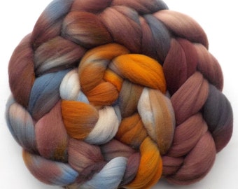 Rambouillet Hand Dyed Roving Combed Top Spinning Fiber - Cowboy, 5.5 oz.