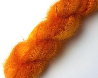 Hand Dyed Kid Mohair and Silk Lace Yarn, Silky Kid 455 yards, Mandarin Orange