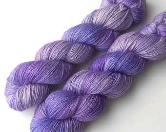 Hand Dyed Yarn Alpaca Silk Cashmere Yarn Sock Fingering, Grape Hyacinths