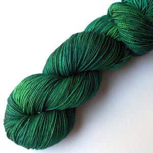Merino and Silk Hand Dyed Yarn - Emerald Green 600 yards/150 grams