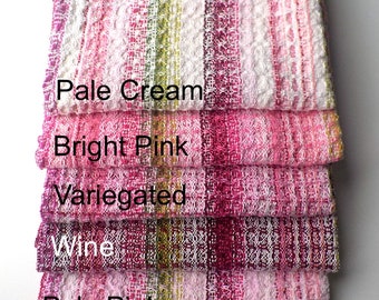 Handwoven Dishtowels Pure Cotton Waffle Weave - Rhubarb is Coming!