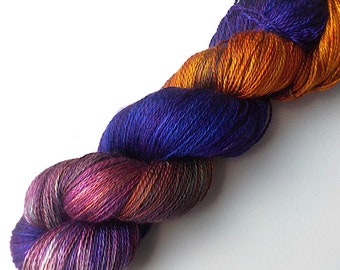Hand Dyed Pure Silk Lace Yarn, Caravan Light - 656 yards