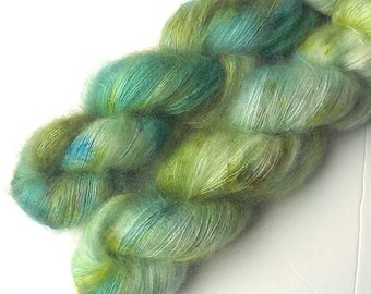 Hand Dyed Kid Mohair and Silk Lace Yarn, Silky Kid 455 yards, Water Meadow