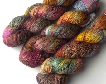 Hand Dyed Lace Yarn Baby Alpaca, Silk and Cashmere - O'Keefe Southwest, 1300 yards