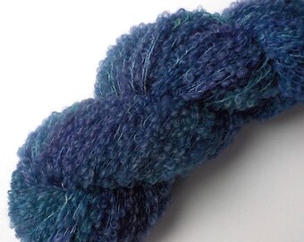 Bouclé Yarn Alpaca Merino Hand Dyed Loopy Knitting Yarn - Dutch Blue