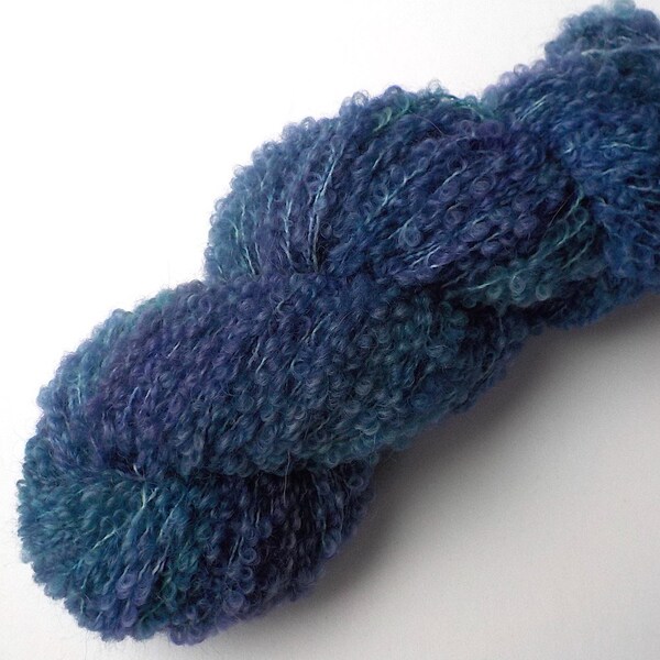 Bouclé Yarn Alpaca Merino Hand Dyed Loopy Knitting Yarn - Dutch Blue