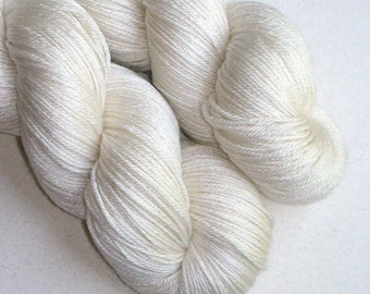 Silk and Merino 50/50 Fingering Yarn, Silky Here Comes the Bride - 435 yards