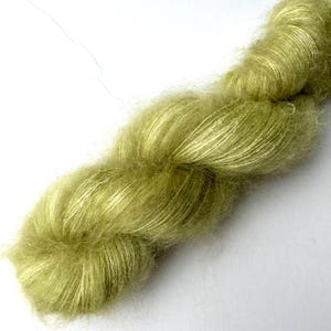 Hand Dyed Kid Mohair and Silk Lace Yarn, Silky Kid 455 yards, Light Avocado