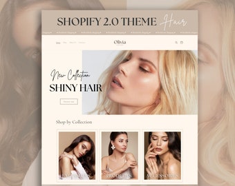 Beige Shopify Theme: Hair Extensions & Beauty Store with Canva Templates